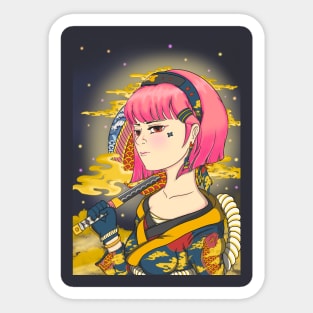 Japan golden cloud kimono girl Sticker